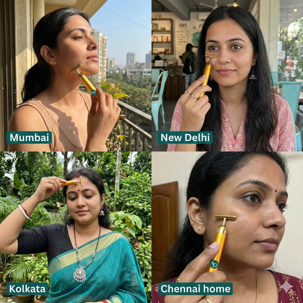 24K Gold Energy Beauty Bar - Electric Facial Massage Roller