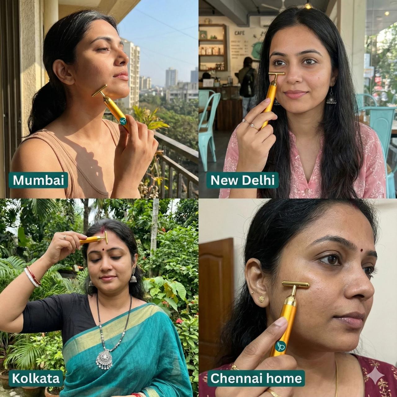 24K Gold Energy Beauty Bar - Electric Facial Massage Roller