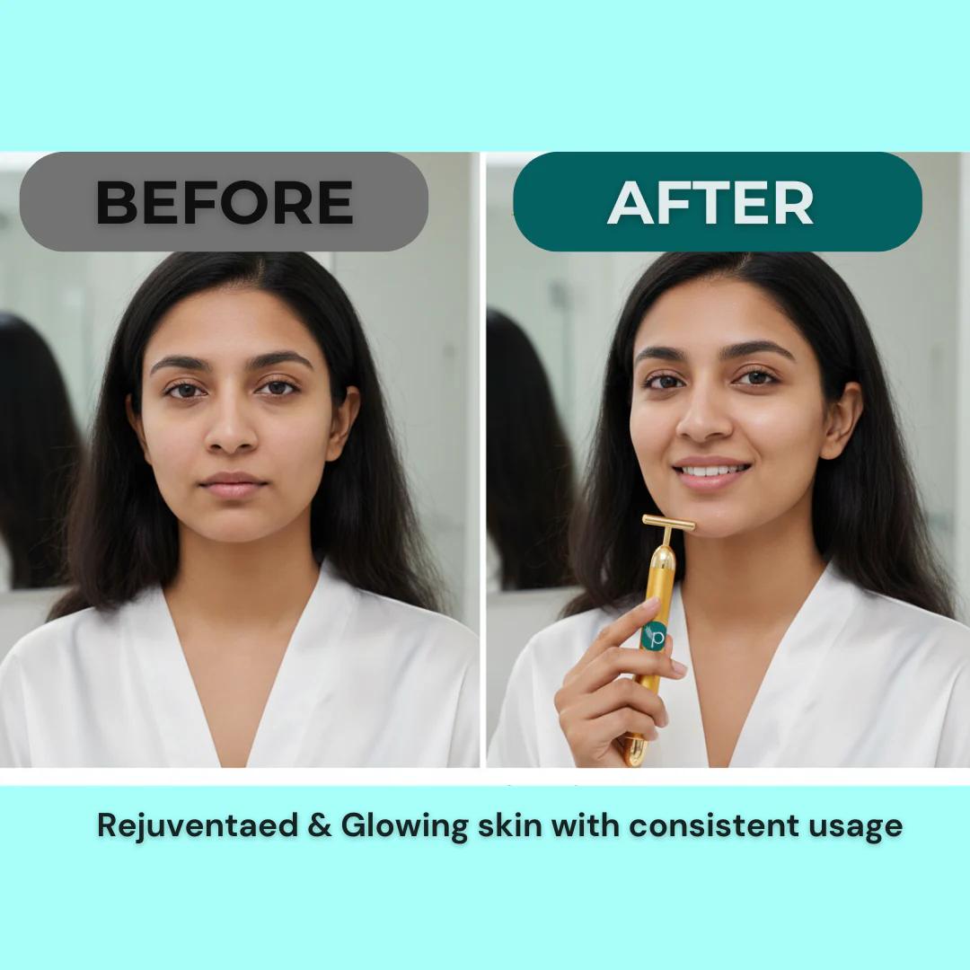 24K Gold Energy Beauty Bar - Electric Facial Massage Roller