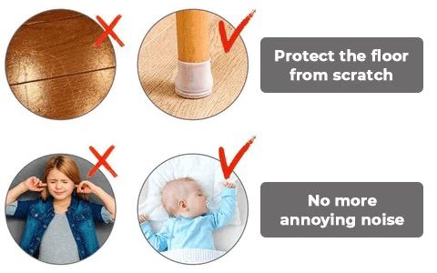 FloorGuard Silicone Chair Leg Protectors with Felt