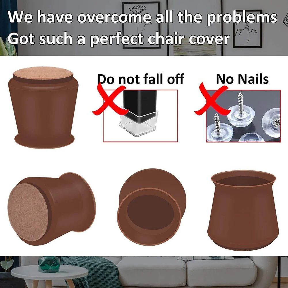 FloorGuard Silicone Chair Leg Protectors with Felt